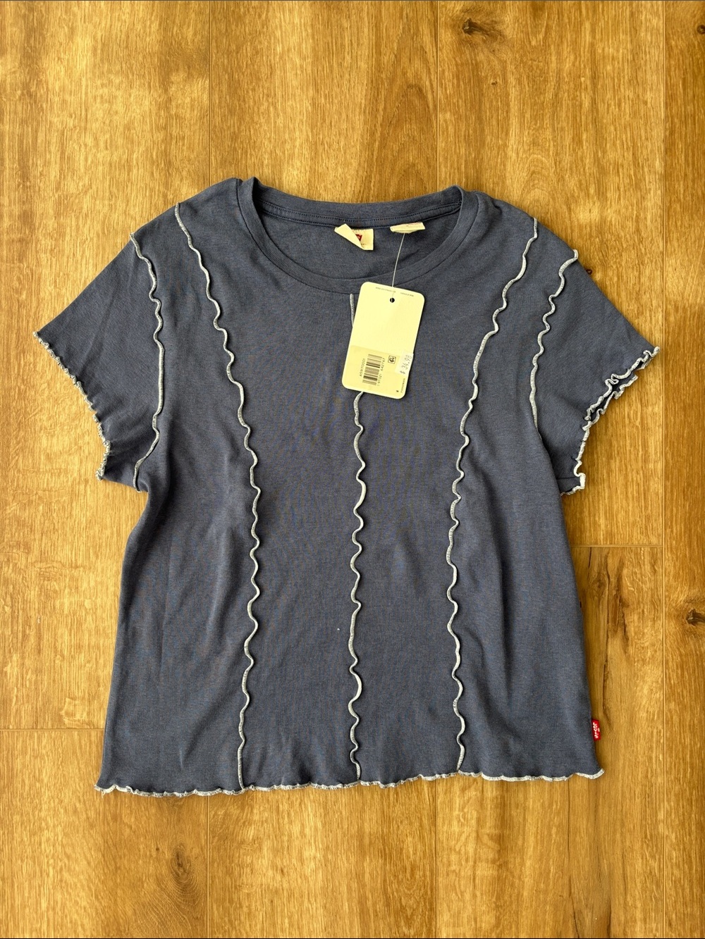 Levi's Slate Blue Short Sleeve Ruffle-Trim Tee NWT